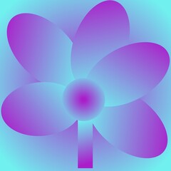 Gradient purple and blue neon flower on the gradient soft color background