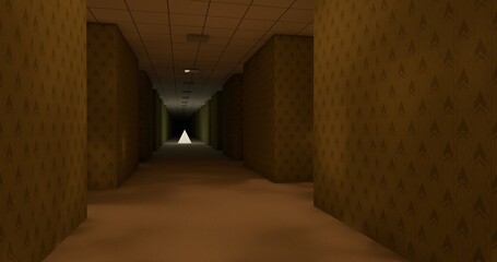 alone in the backrooms liminal space 3d render