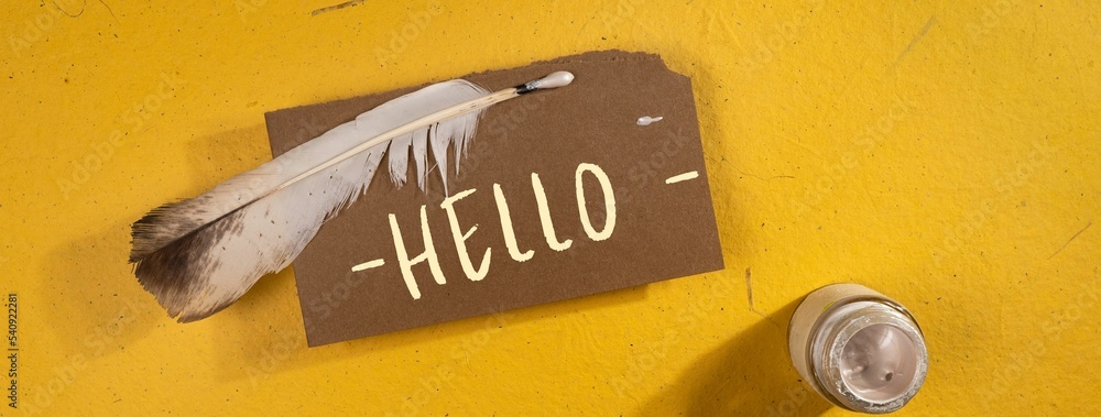 Poster close up representation of hello concept idea