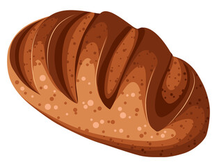 Flat illustration of a bread isolated on a transparent background. PNG. Front view