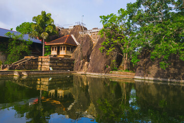 Fototapeta na wymiar Entrance to the Isurumuniya rock temple in Anuradhapura, Sri Lanka.