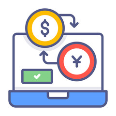 currency exchange function, money converting and circulation, Premium quality vector illustration concept. Flat line icon symbol.