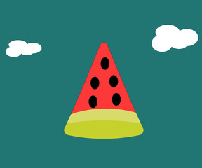 illustration of watermelon on  blue  background