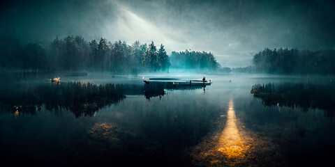 lake and fog
