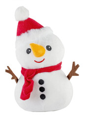 Cute Christmas snowman soft toy for holiday decoration with the transparent png background
