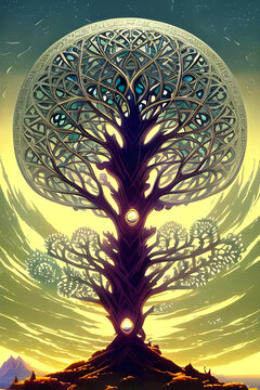 tree of life / spiritual tree - world tree - cosmic tree - garden of eden - tree of the knowledge of good and evil - genesis - sacred / religious geometry symbol - metaphor of life and growth