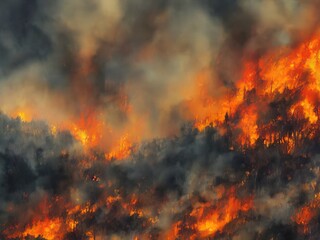 Fototapeta na wymiar Wildfire, Mountain, Natural Disaster - Digital Art