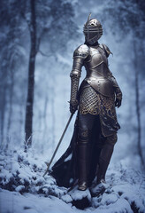 Porträt einer alten Kriegerin in alter Kriegerrüstung © designprojects