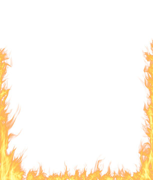 Fire flame in frame border , PNG file