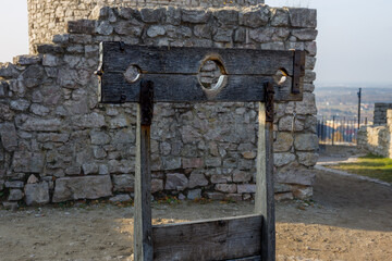Medieval stocks at the castle