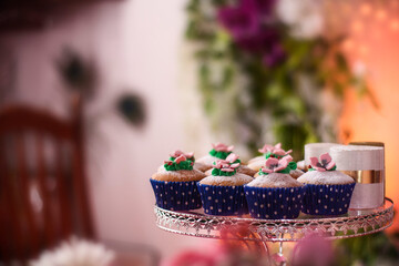 Close-up shot of handmade cupcakes