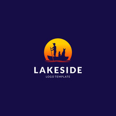 Lakeside with Animal Logo Vector Abstract Business