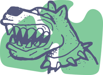 Mad angry dog hand draw green