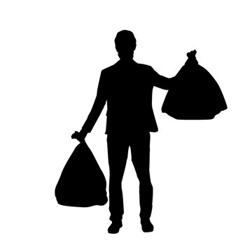 recommend clip art: Silhouette Of Person Throwing Garbage With Garbage Bags