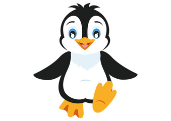 Cute Penguin is walking. Cartoon Penguin