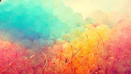 Abstract Watercolor Rainbow Background Painting