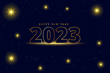 Happy New Year 2023 Background Design with golden light. Greeting Card, Banner, Poster. Vector Illustration.