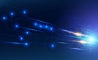 abstract speed digital circuit board futuristic future high speed motion on the blue background