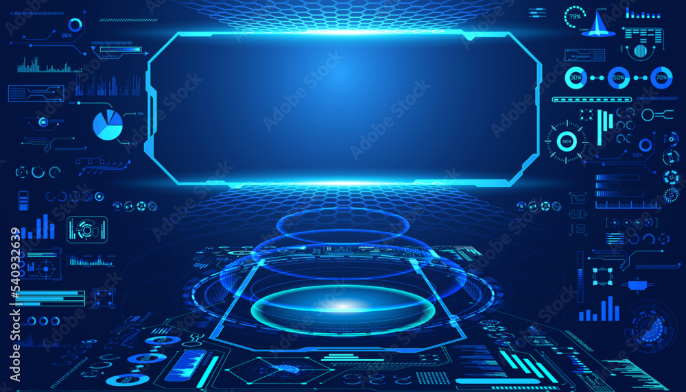 Poster abstract technology ui futuristic concept hud interface hologram elements of digital data chart, com
