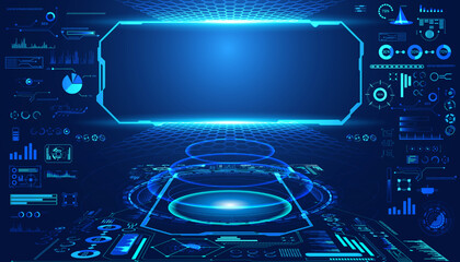abstract technology ui futuristic concept hud interface hologram elements of digital data chart, communication, computing and circle percent vitality innovation on hi tech future design background