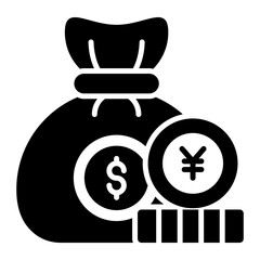 Money bag, wealth, Premium quality vector illustration concept. Glyph icon symbol.