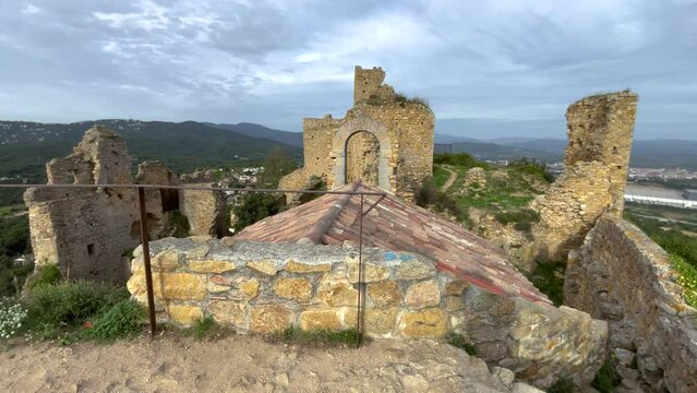 European medieval tourist circuit ruined castle Palafolls a few kilometers from the beach in Barcelona