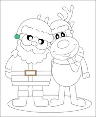 Funny Christmas coloring page | coloring book page line art for kids