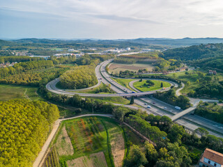 Fototapeta na wymiar Aerial images of the C32 motorway Barcelona France AP7