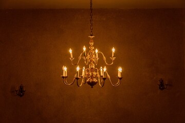Vintage chandelier in the room