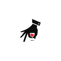 Hand holding a glass of wine. Logo design.