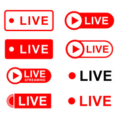 Vector set of live broadcast icon illustrations