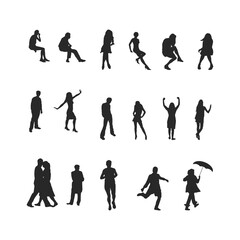 Set of people silhouette vector