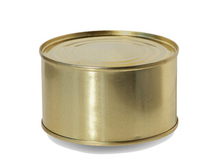 Blank Metal canned food tin isolated on transparent.