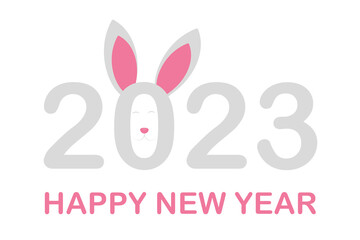 Fototapeta premium Happy new year 2023 rabbit greeting card