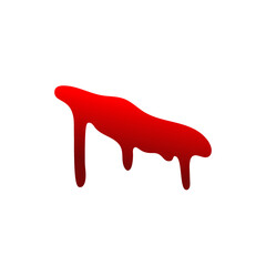Blood drip cartoon. Halloween bloodstain isolated white background. Splatter stain. Horror drop flow. Red scare ink. Blot texture. Colorful splash. Stream bleeding. Flowing liquid Vector illustration