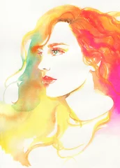 Foto op Plexiglas woman portrait. watercolor painting. beauty fashion illustration © Anna Ismagilova