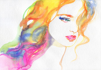 woman portrait. watercolor painting. beauty fashion illustration - 540939664