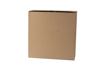 The brown cardboard box is placed vertically. Packing material for sending goods by mail. Online...
