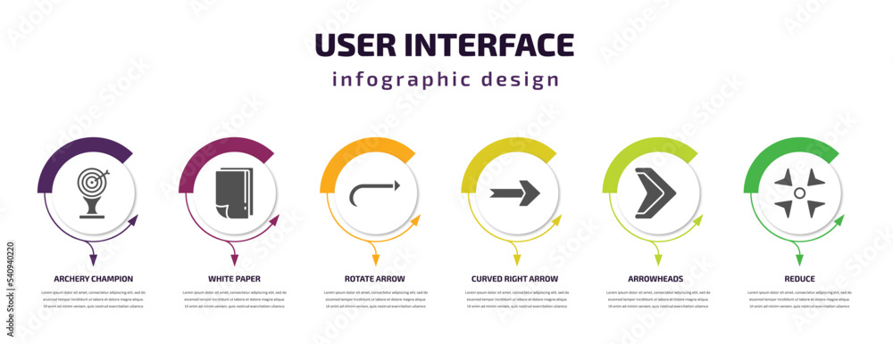 Poster user interface infographic template with icons and 6 step or option. user interface icons such as ar
