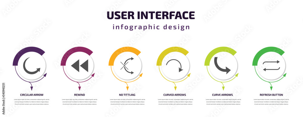 Poster user interface infographic template with icons and 6 step or option. user interface icons such as ci