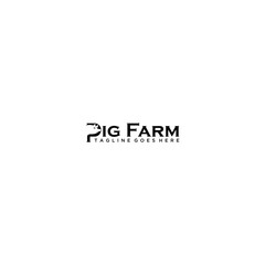 Pig farm logo with pig in negative in the Letter P