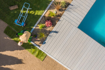 Instant Lawn Installation Performed by Gardener