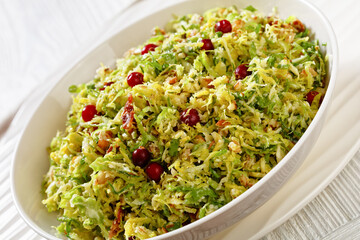 brussels sprouts slaw with bacon and cranberries
