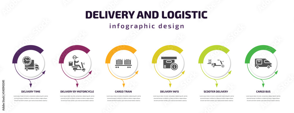 Poster delivery and logistic infographic template with icons and 6 step or option. delivery and logistic ic