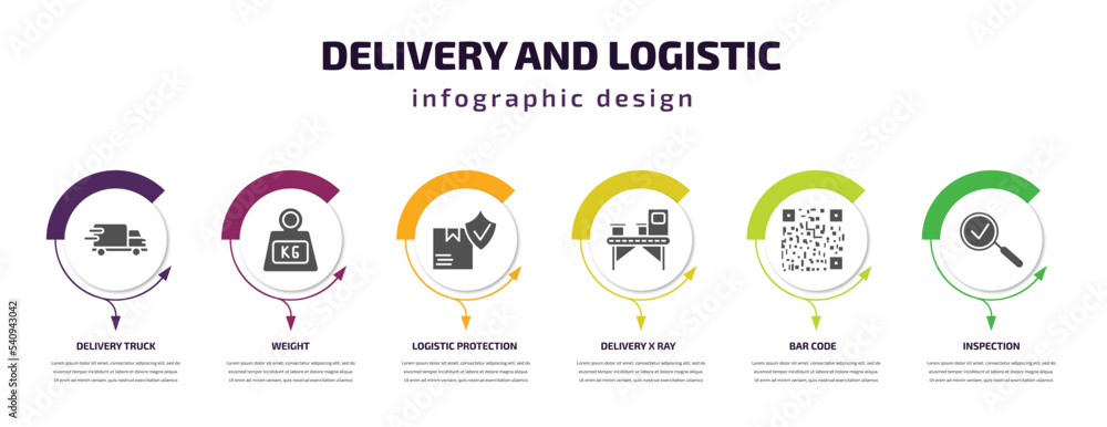 Poster delivery and logistic infographic template with icons and 6 step or option. delivery and logistic ic