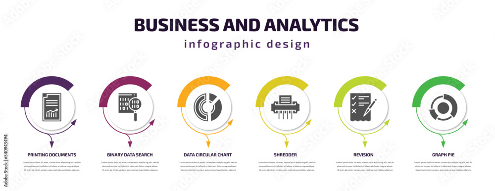 Poster business and analytics infographic template with icons and 6 step or option. business and analytics 