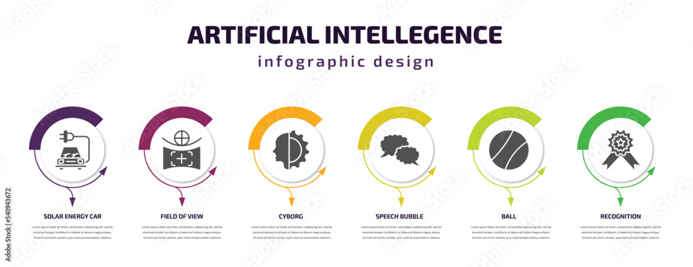 Aufkleber artificial intellegence infographic template with icons and 6 step or option. artificial intellegenc