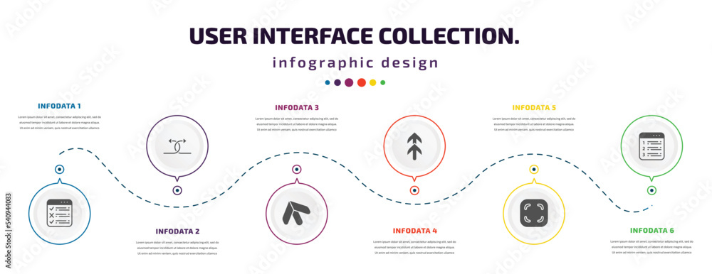 Poster user interface collection. infographic element with icons and 6 step or option. user interface colle