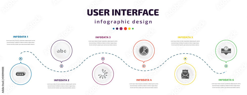 Poster user interface infographic element with icons and 6 step or option. user interface icons such as 3d 