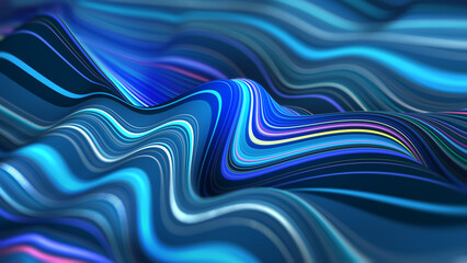 Abstract nano stripes 3D illustration. Strings, waves, a stream, a jet of current emotions. Soft, flowing water background
